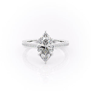 The Pave Cathedral Sierra Set With A 2.5 Carat Marquise Lab Diamond