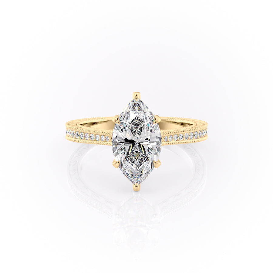 The Pave Cathedral Sierra Set With A 1 Carat Marquise Moissanite