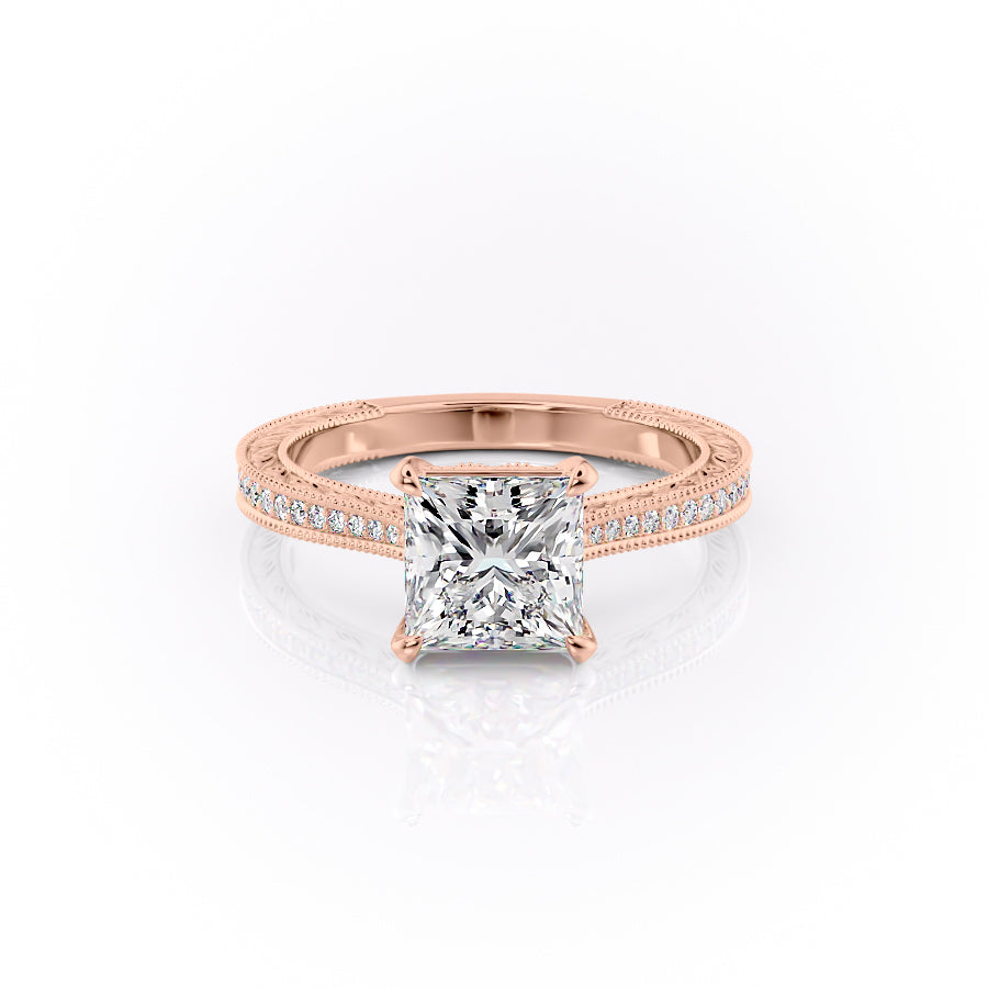 The Pave Cathedral Sierra Set With A 2.5 Carat Princess Lab Diamond