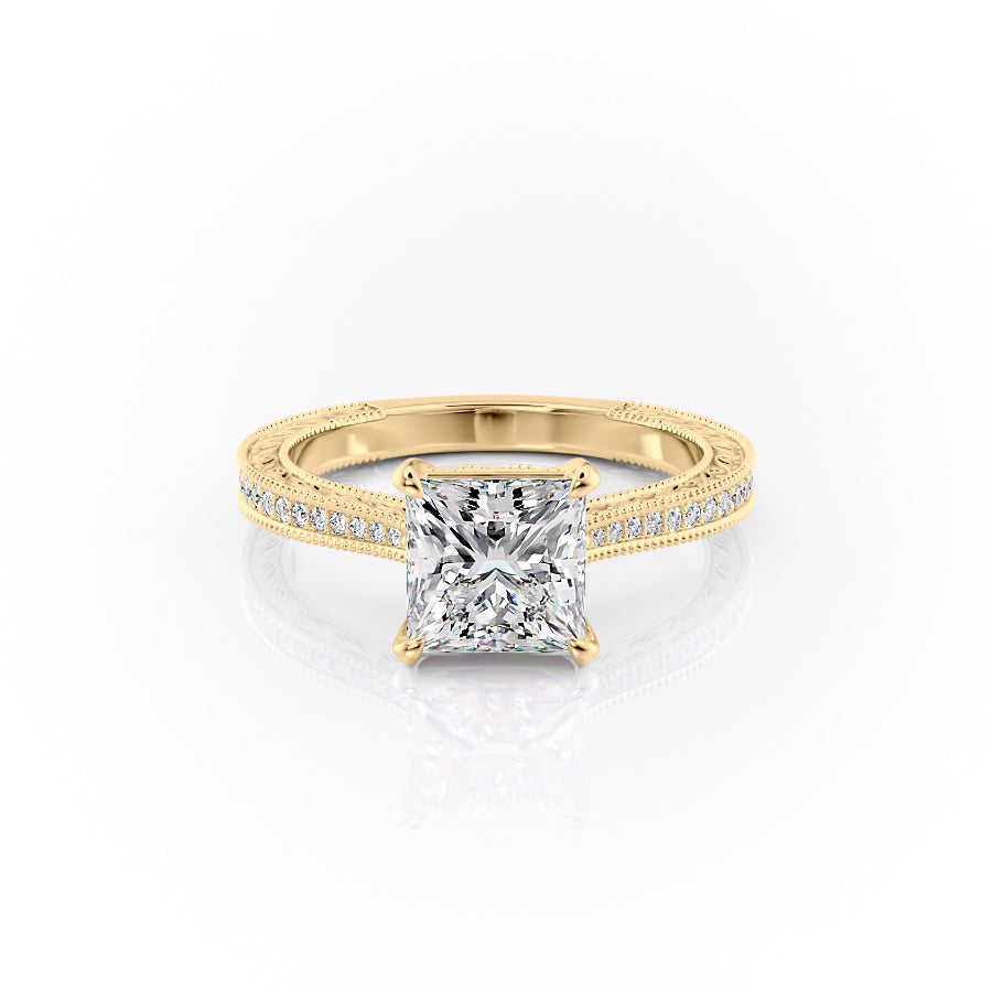 The Pave Cathedral Sierra Set With A 2.5 Carat Princess Lab Diamond
