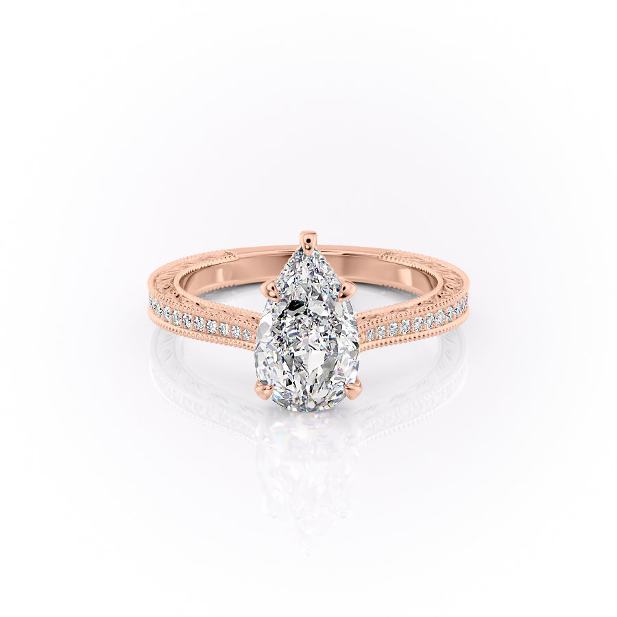 The Pave Cathedral Sierra Set With A 2 Carat Pear Lab Diamond