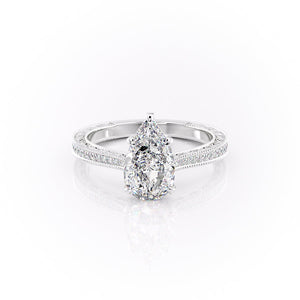 The Pave Cathedral Sierra Set With A 2 Carat Pear Moissanite