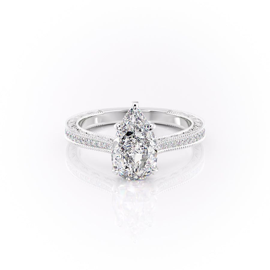 The Pave Cathedral Sierra Set With A 3 Carat Pear Moissanite