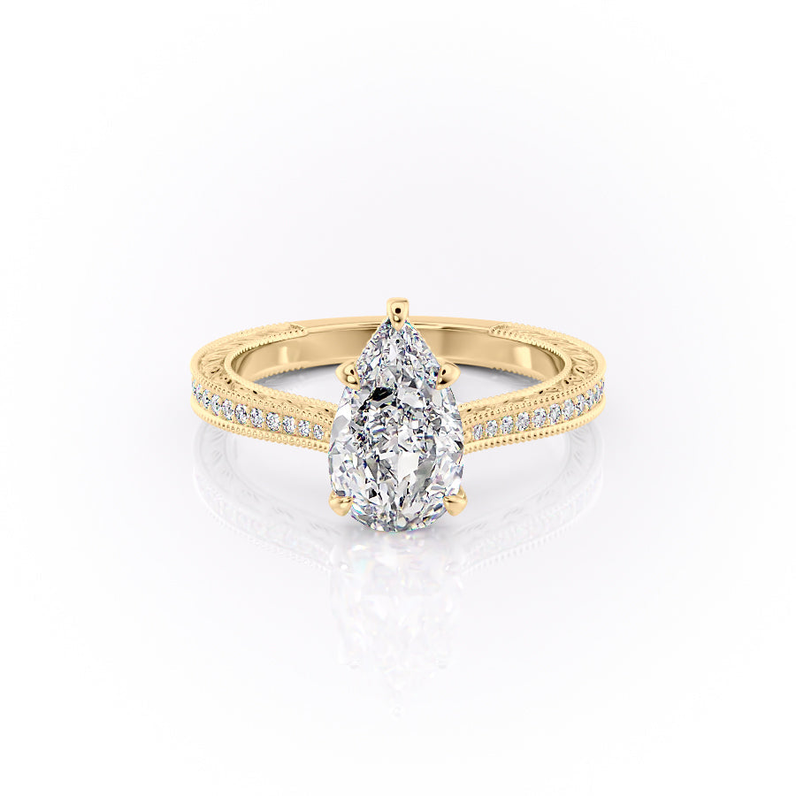The Pave Cathedral Sierra Set With A 2 Carat Pear Lab Diamond