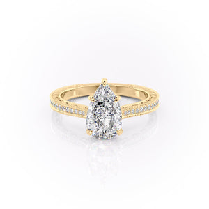 The Pave Cathedral Sierra Set With A 2 Carat Pear Lab Diamond