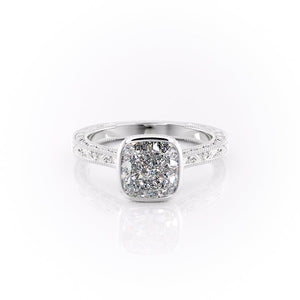 The Bezel Sierra Set With A 2 Carat Cushion Moissanite