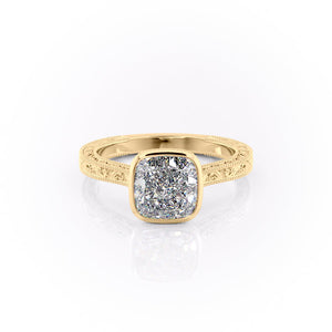 The Bezel Sierra Set With A 1 Carat Cushion Moissanite