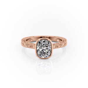 The Bezel Sierra Set With A 2.5 Carat Elongated Cushion Moissanite