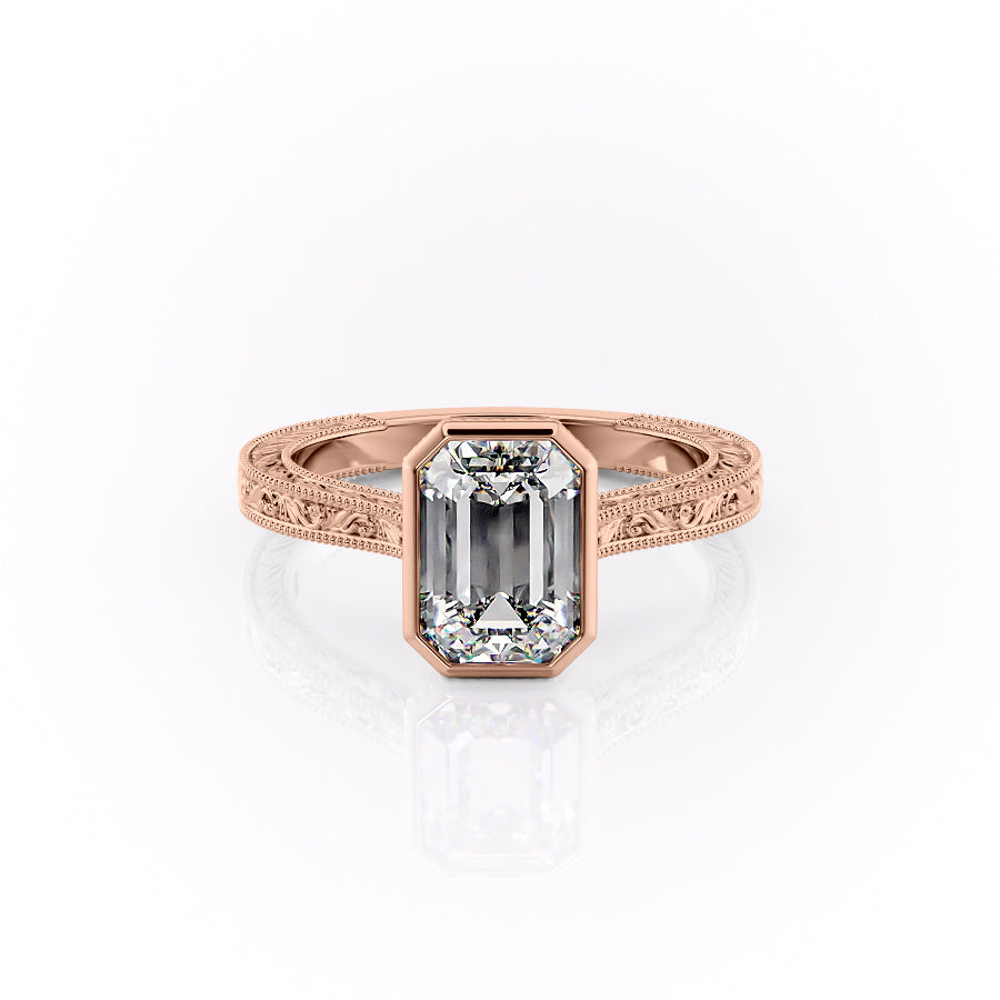The Bezel Sierra Set With A 2 Carat Emerald Moissanite