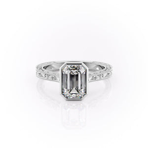 The Bezel Sierra Set With A 2 Carat Emerald Moissanite