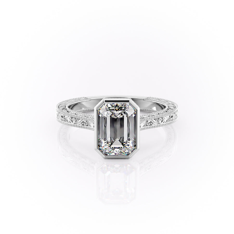 The Bezel Sierra Set With A 1 Carat Emerald Moissanite