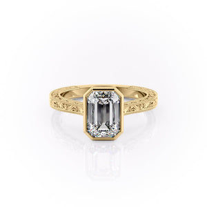 The Bezel Sierra Set With A 1 Carat Emerald Moissanite