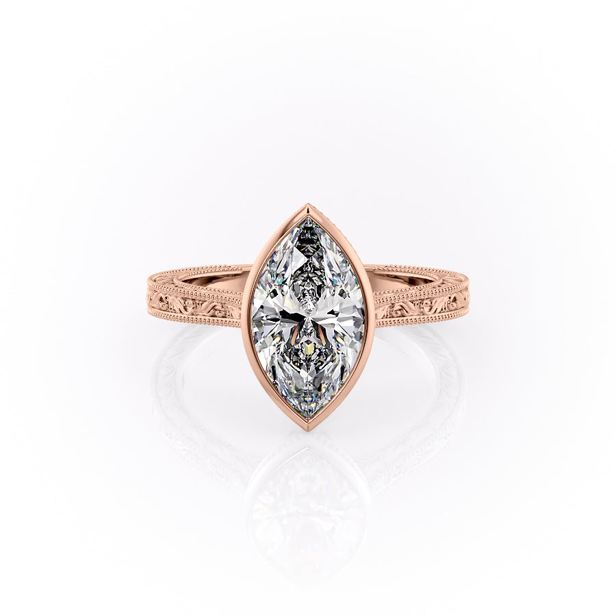 The Bezel Sierra Set With A 1.5 Carat Marquise Moissanite
