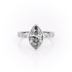 The Bezel Sierra Set With A 2 Carat Marquise Moissanite