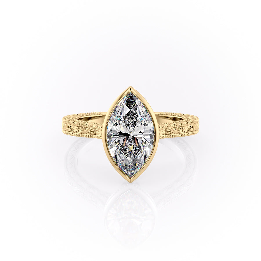 The Bezel Sierra Set With A 1 Carat Marquise Moissanite