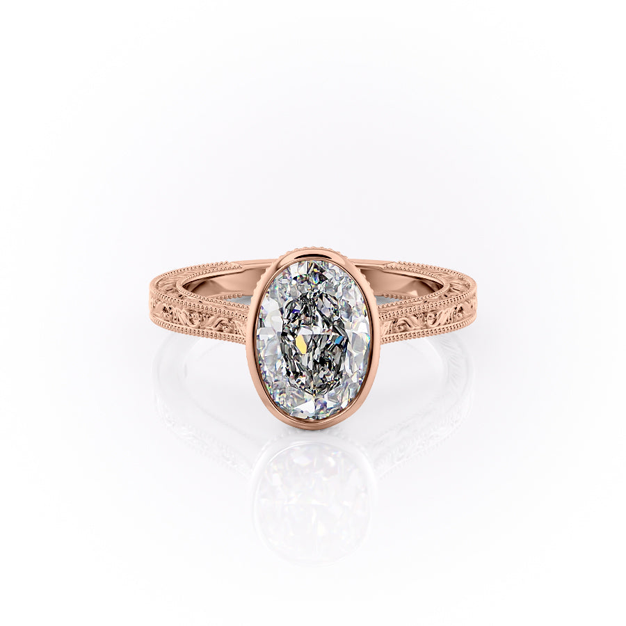 The Bezel Sierra Set With A 2 Carat Oval Moissanite