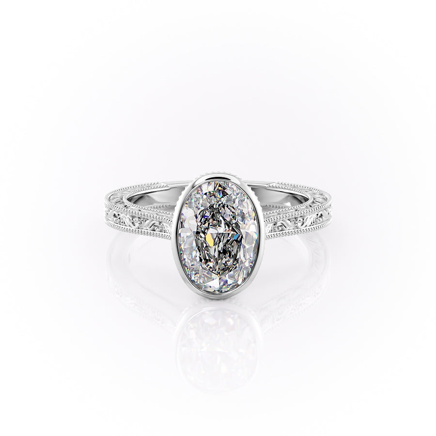 The Bezel Sierra Set With A 2.5 Carat Oval Moissanite