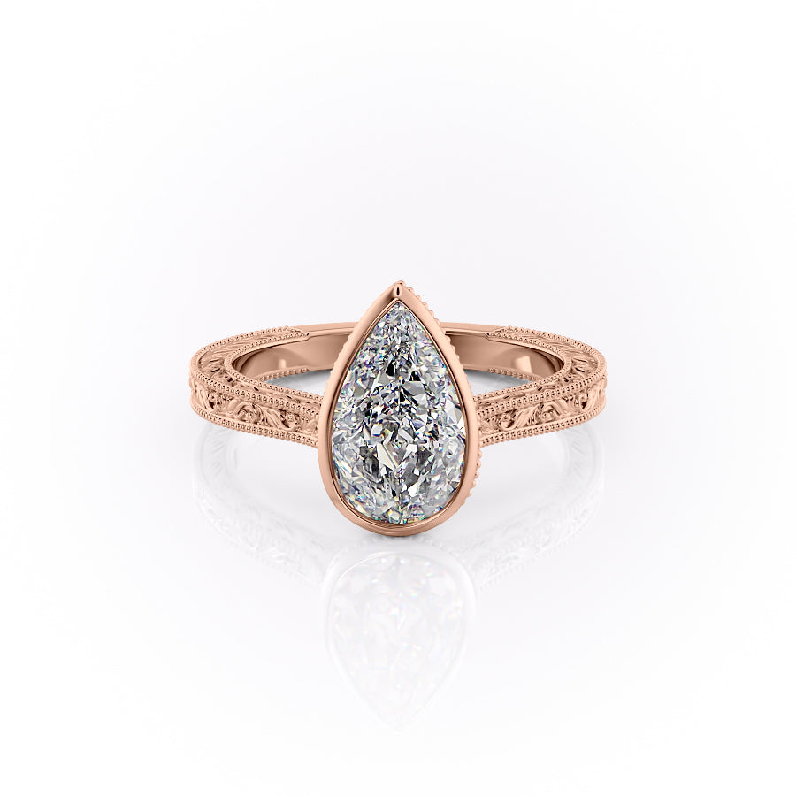 The Bezel Sierra Set With A 1.5 Carat Pear Moissanite
