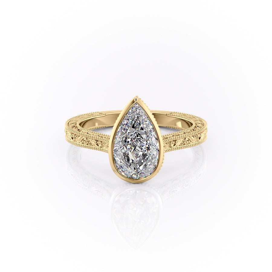 The Bezel Sierra Set With A 1.5 Carat Pear Moissanite