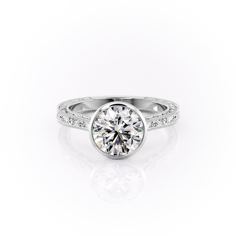 The Bezel Sierra Set With A 2.5 Carat Round Moissanite