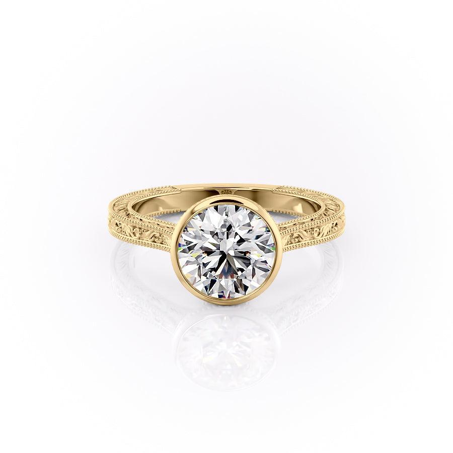 The Bezel Sierra Set With A 1.5 Carat Round Moissanite