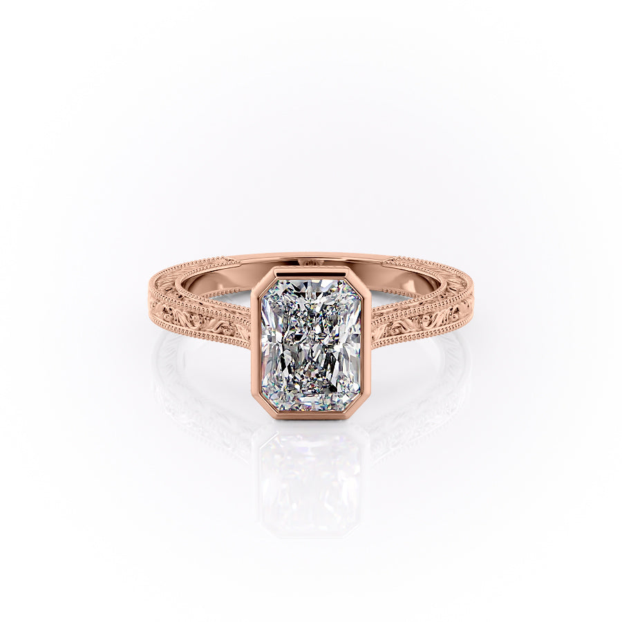 The Bezel Sierra Set With A 1 Carat Radiant Moissanite