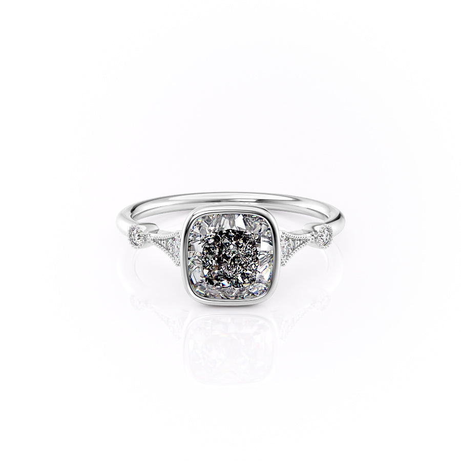 The Bezel Amber Set With A 2 Carat Cushion Moissanite