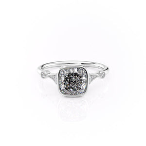 The Bezel Amber Set With A 4.5 Carat Cushion Moissanite