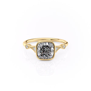 The Bezel Amber Set With A 3 Carat Cushion Moissanite