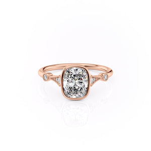 The Bezel Amber Set With A 5 Carat Elongated Cushion Moissanite