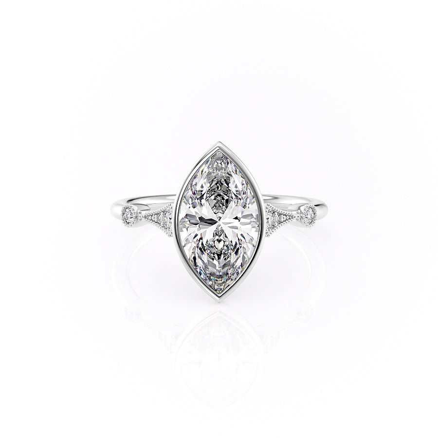 The Bezel Amber Set With A 1 Carat Marquise Moissanite