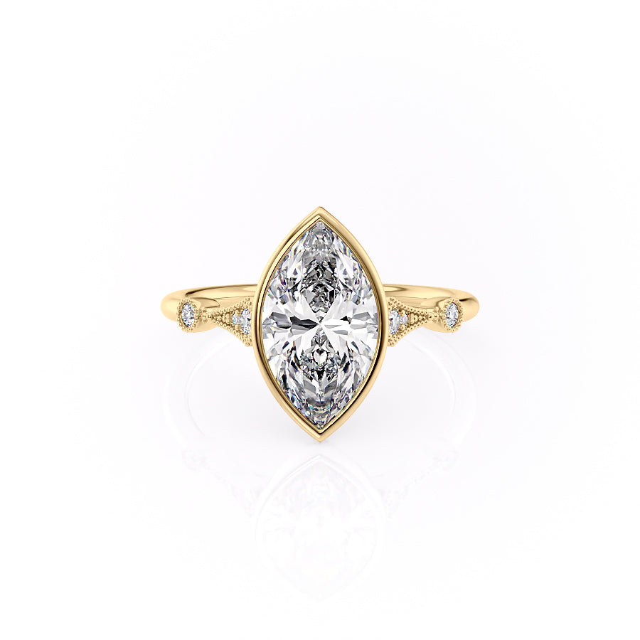 The Bezel Amber Set With A 4.5 Carat Marquise Moissanite