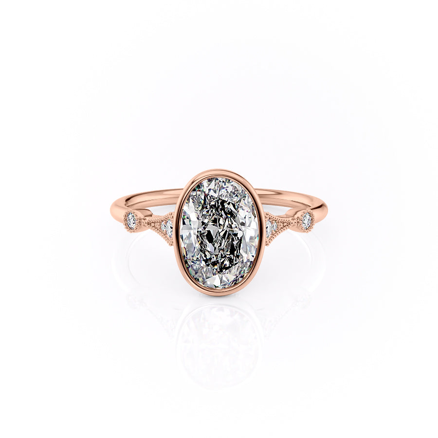 The Bezel Amber Set With A 2.5 Carat Oval Moissanite