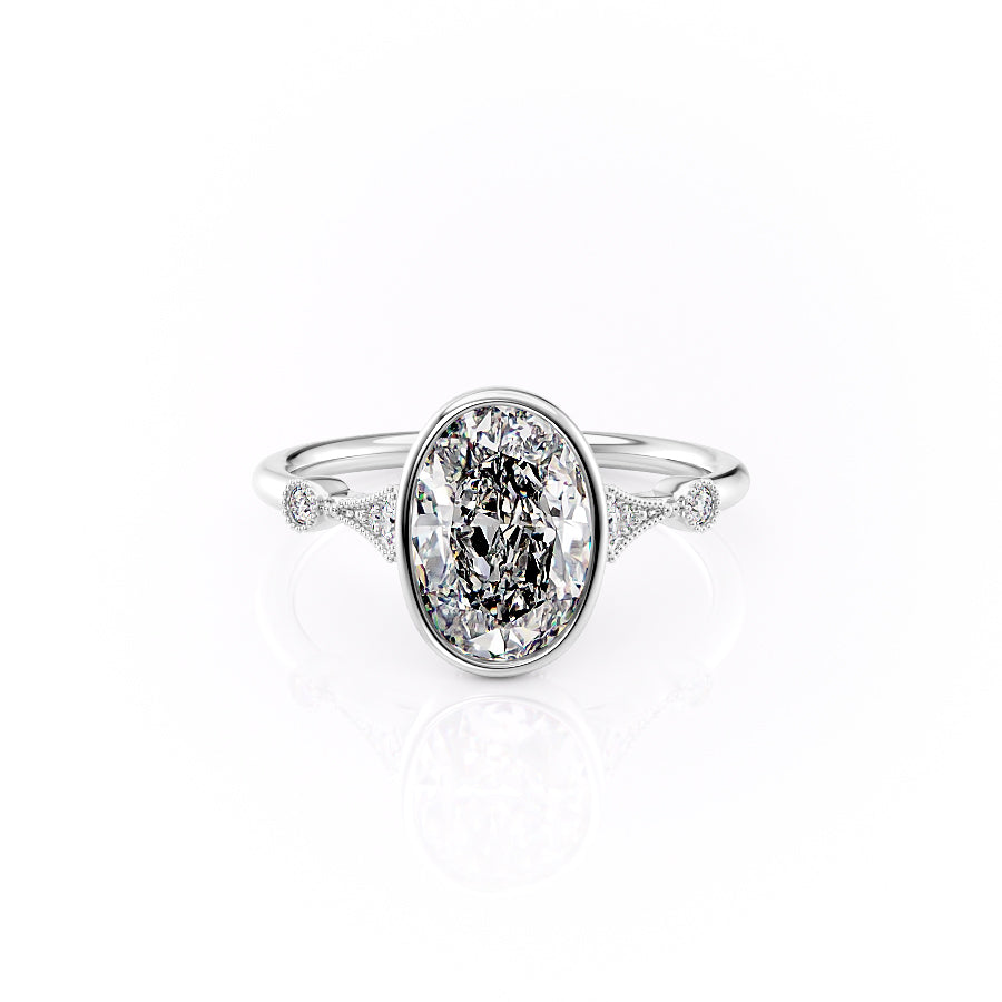 The Bezel Amber Set With A 1 Carat Oval Moissanite
