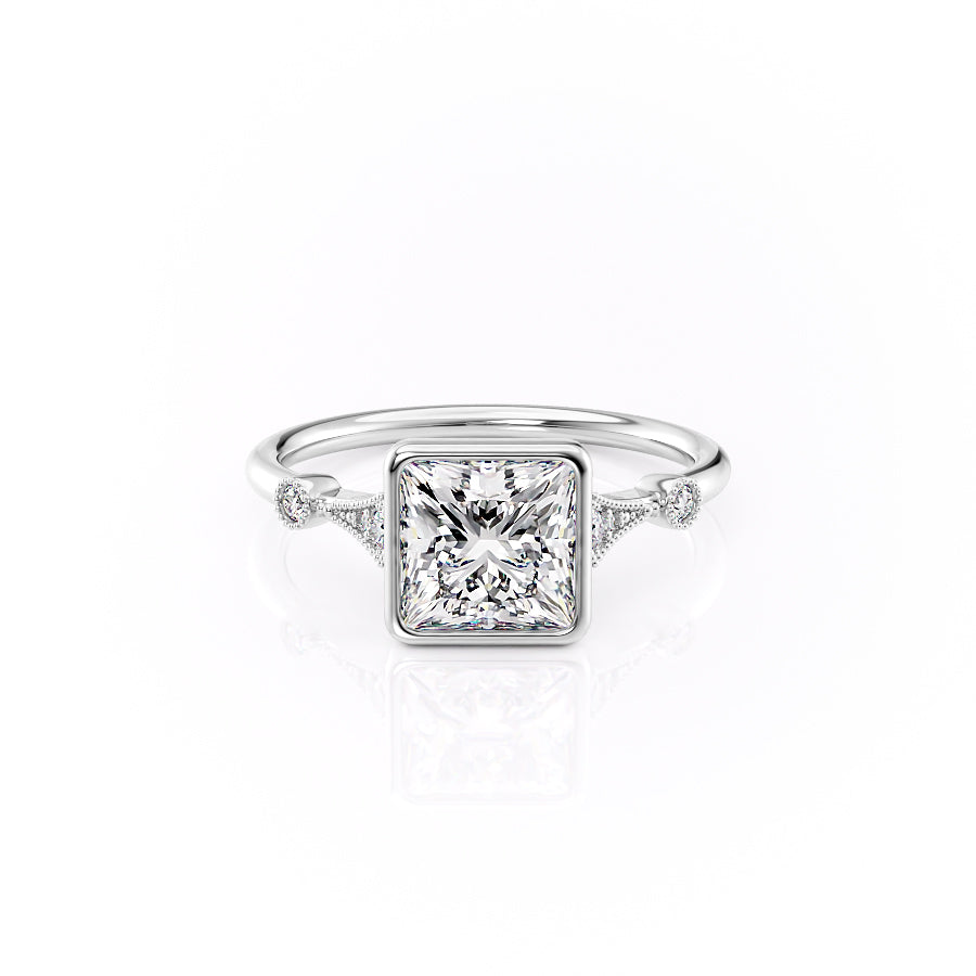 The Bezel Amber Set With A 4 Carat Princess Moissanite