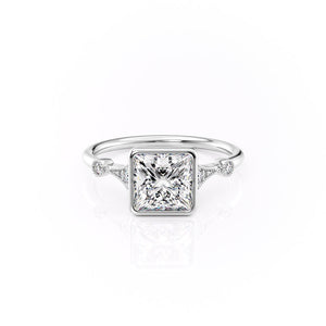 The Bezel Amber Set With A 1.5 Carat Princess Moissanite