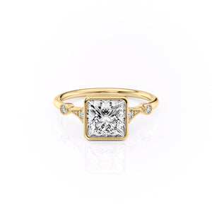 The Bezel Amber Set With A 1.5 Carat Princess Moissanite