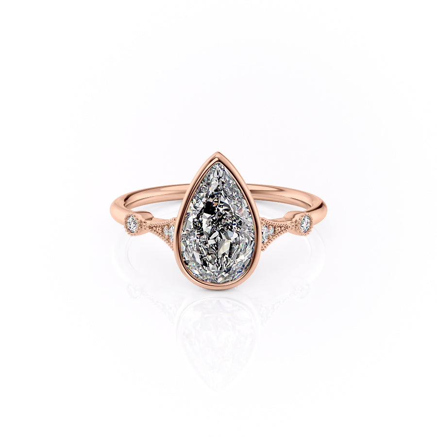 The Bezel Amber Set With A 2 Carat Pear Moissanite