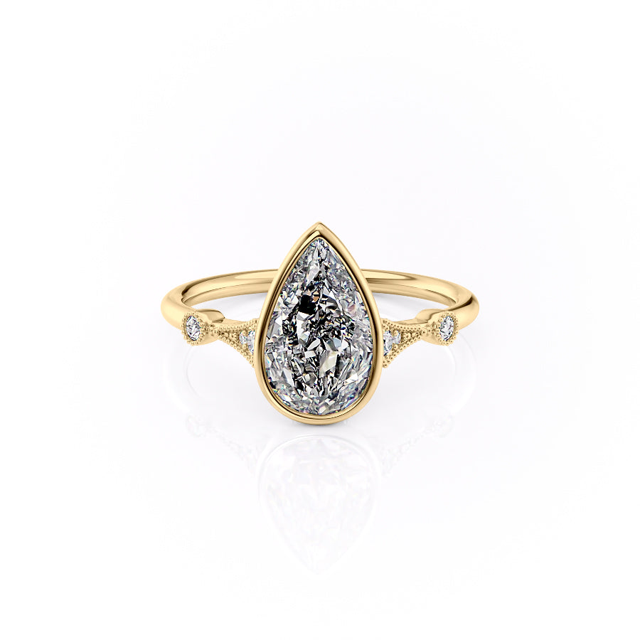 The Bezel Amber Set With A 1.5 Carat Pear Moissanite