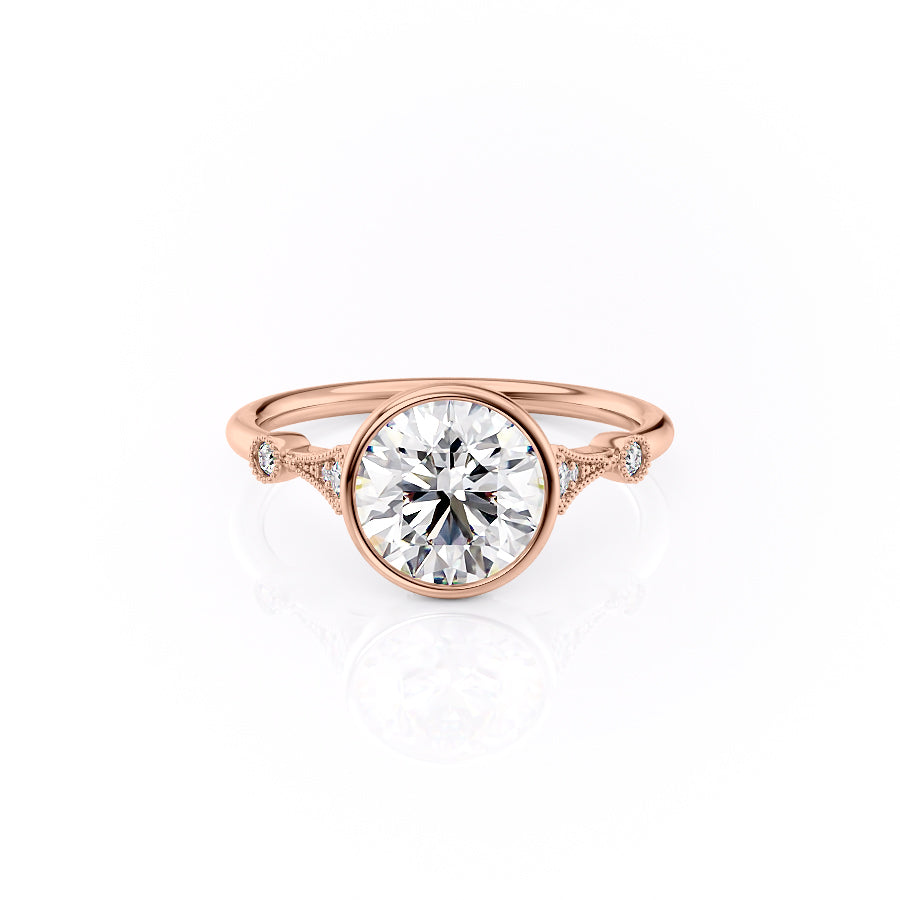 The Bezel Amber Set With A 5 Carat Round Moissanite