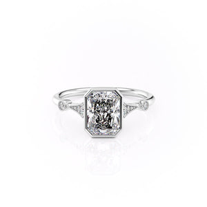 The Bezel Amber Set With A 3.5 Carat Radiant Moissanite