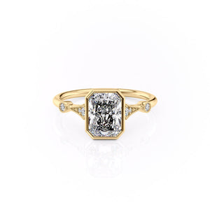 The Bezel Amber Set With A 3.5 Carat Radiant Moissanite