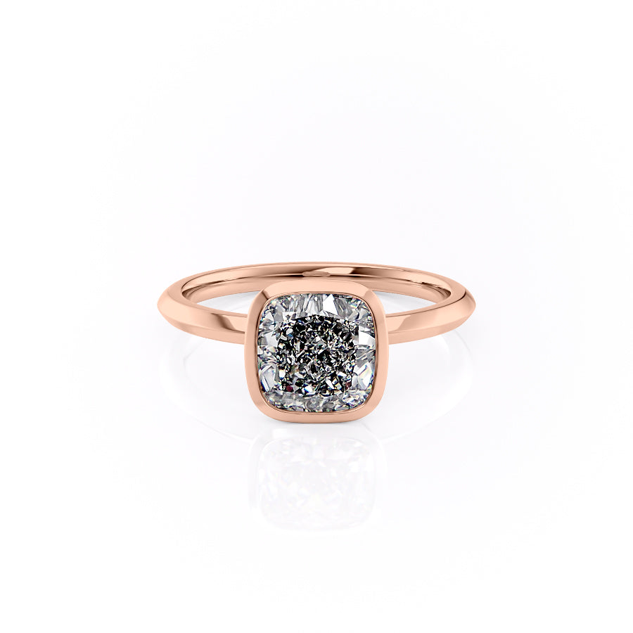 The Razor Bezel Kamellie Set With A 5 Carat Cushion Moissanite