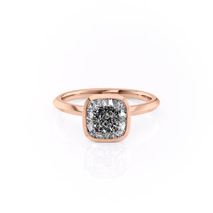 The Razor Bezel Kamellie Set With A 3 Carat Cushion Moissanite