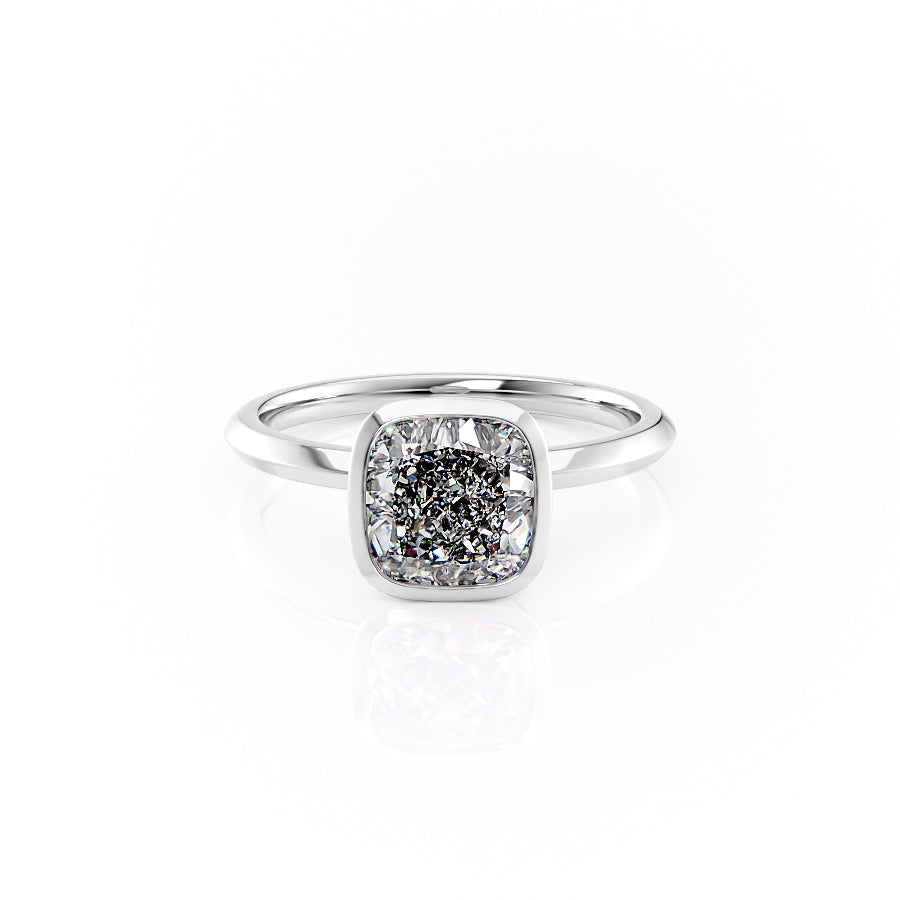 The Razor Bezel Kamellie Set With A 2 Carat Cushion Moissanite