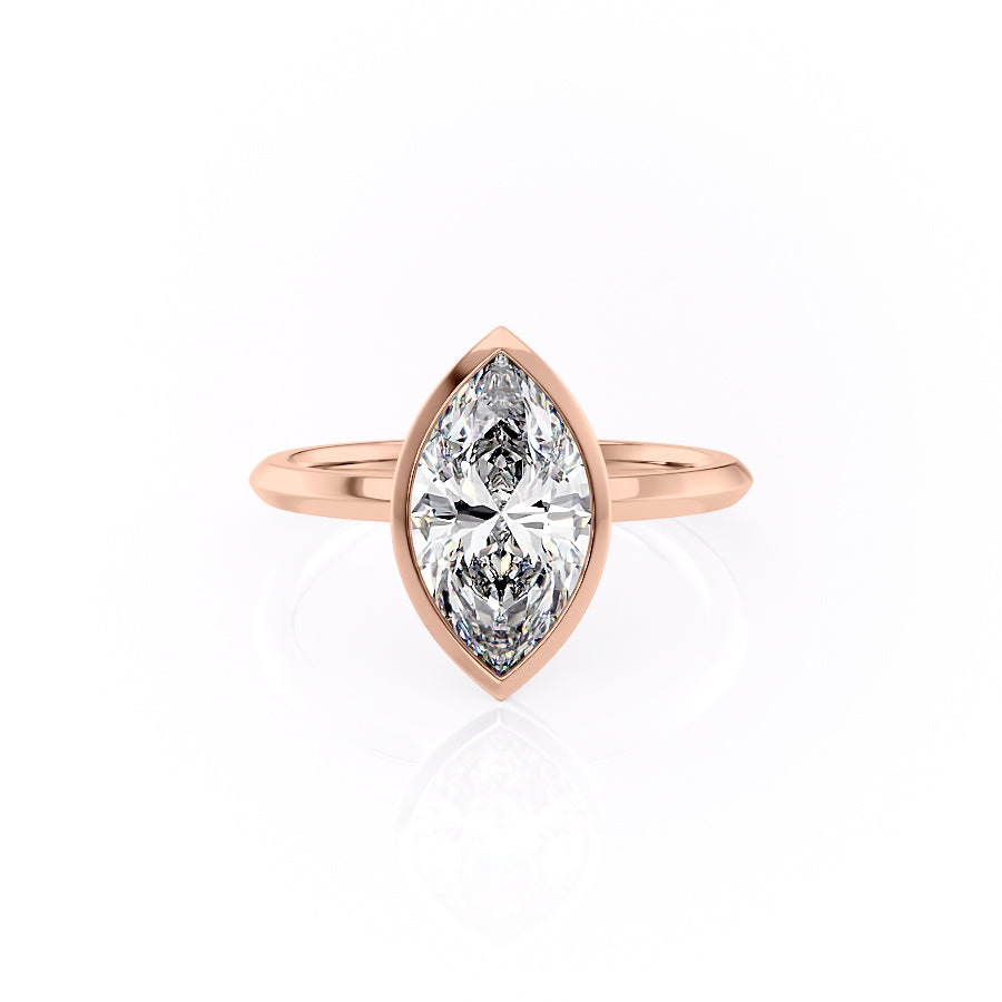 The Razor Bezel Kamellie Set With A 2.5 Carat Marquise Moissanite
