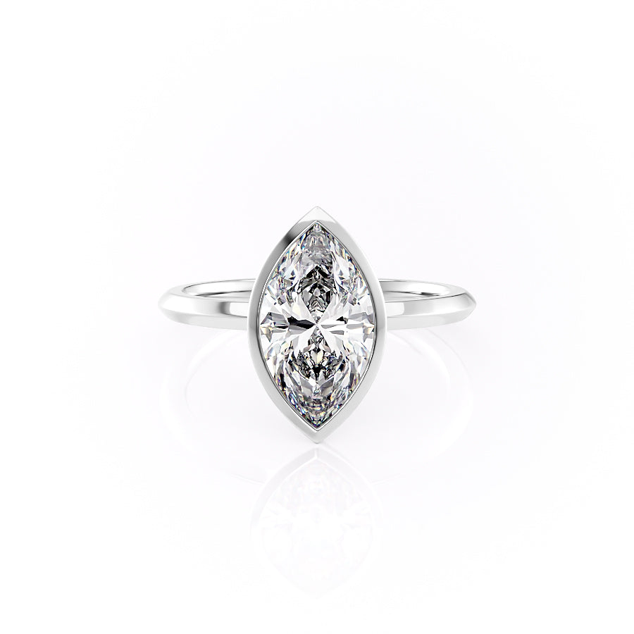 The Razor Bezel Kamellie Set With A 3.5 Carat Marquise Moissanite