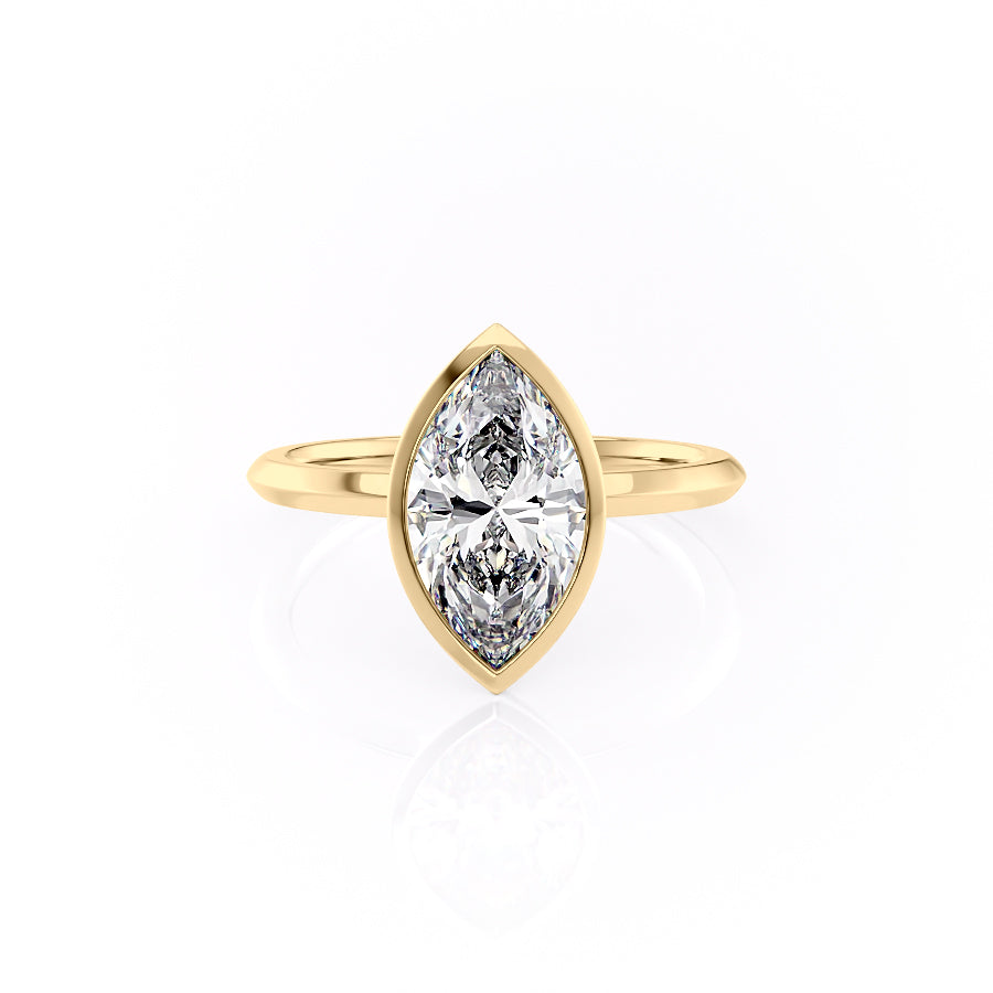 The Razor Bezel Kamellie Set With A 4 Carat Marquise Moissanite