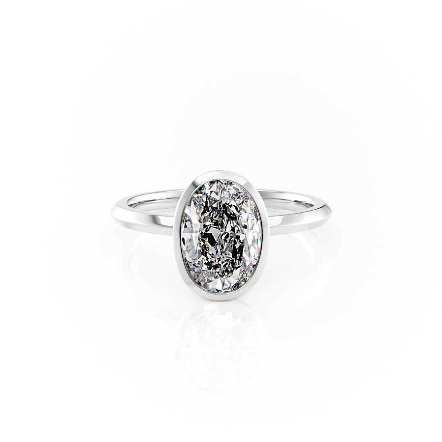 The Razor Bezel Kamellie Set With A 5 Carat Oval Moissanite