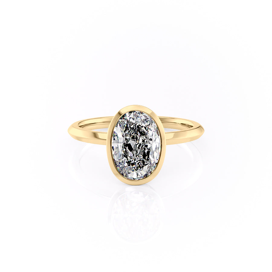 The Razor Bezel Kamellie Set With A 1.5 Carat Oval Moissanite